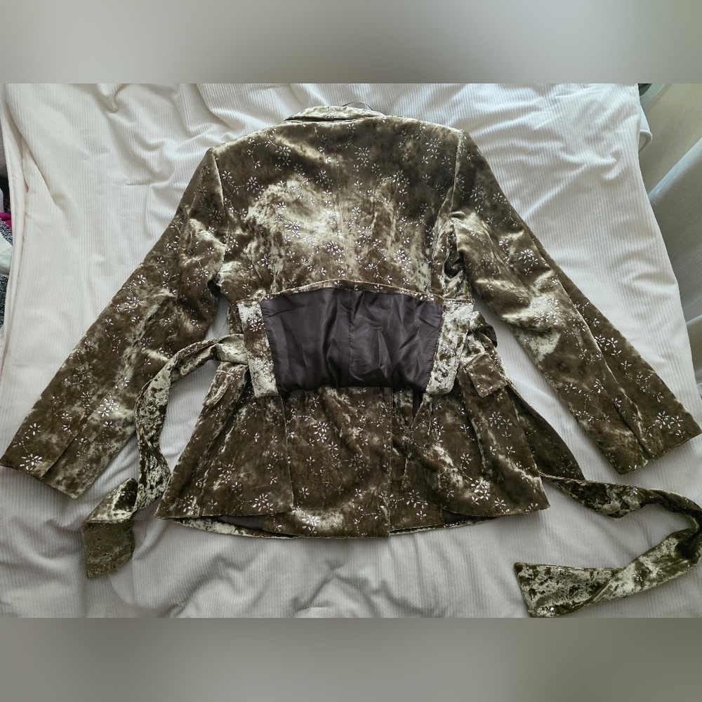 Zara METALLIC THREAD VELVET BLAZER WITH BELT Golden Zw Collection BLAZER ONLY - Picture 16 of 16